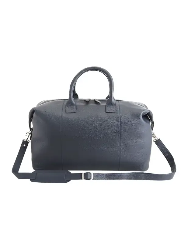 Monogrammed Leather Duffel Bag with Suitcase Handle Strap