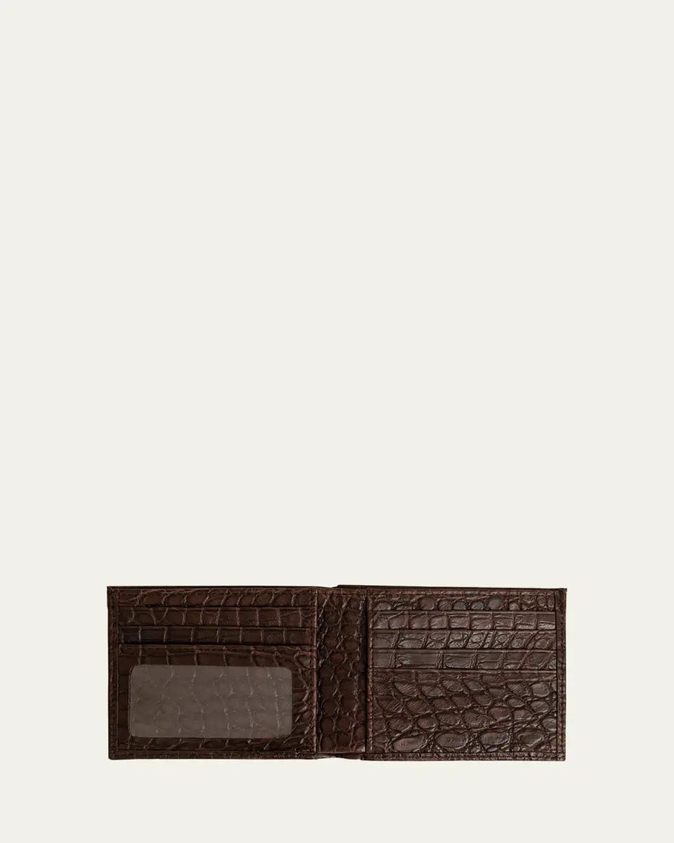 Abas Men's Matte Alligator Leather Bifold Wallet w/ ID Window | Thumbnail 2 Abas Men's Matte Alligator Leather Bifold Wallet w/ ID Window | Thumbnail 2