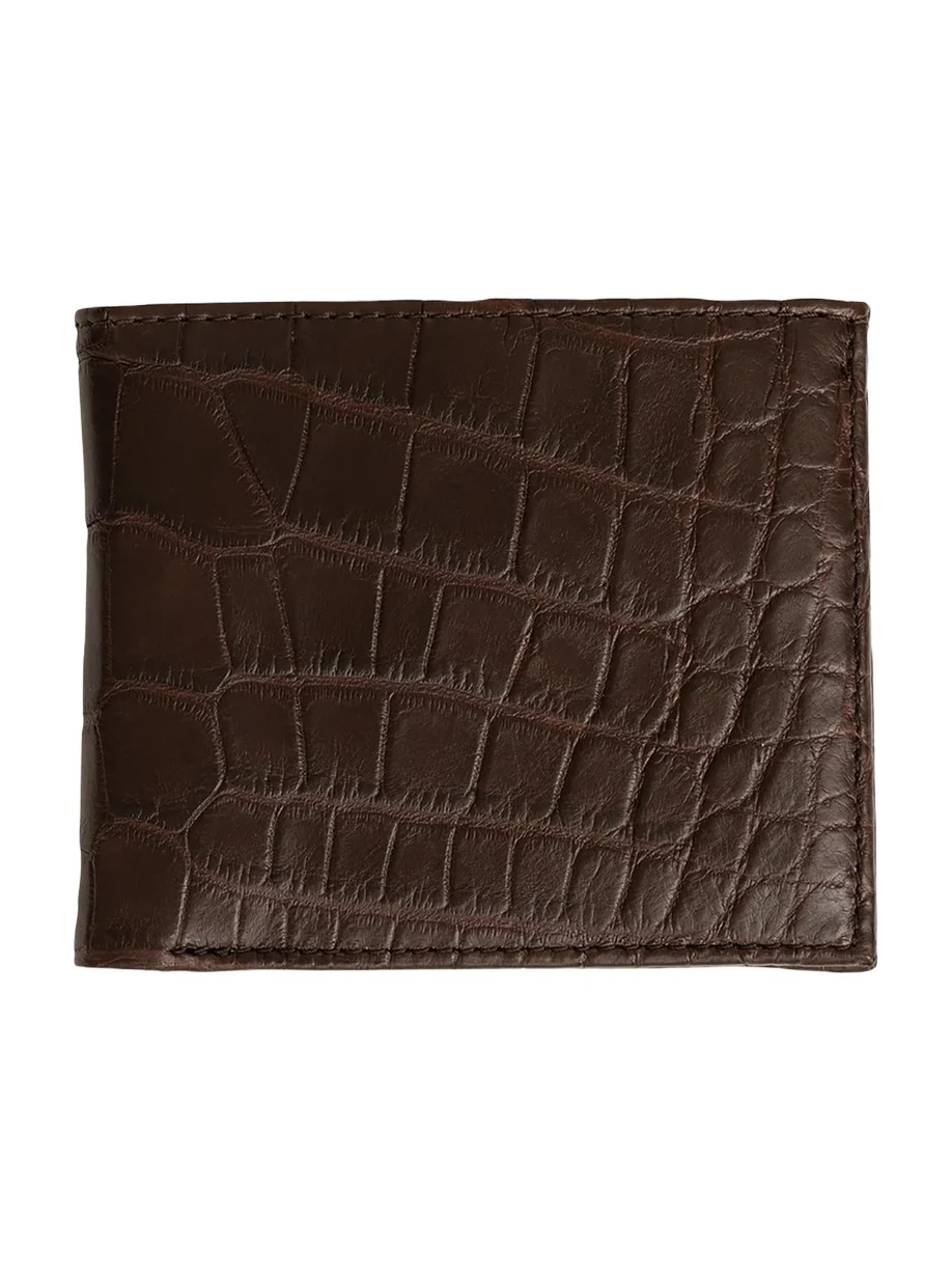Abas Men's Matte Alligator Leather Bifold Wallet w/ ID Window