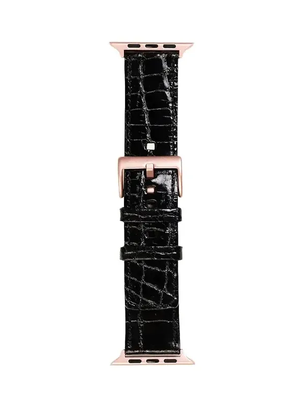Abas Men's Apple Watch Alligator Watch Strap, Rose Gold Finish