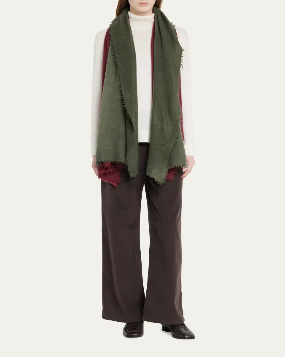 Denis Colomb Fuzzy Feture Two-Tone Cashmere Scarf | Thumbnail 2 Denis Colomb Fuzzy Feture Two-Tone Cashmere Scarf | Thumbnail 2