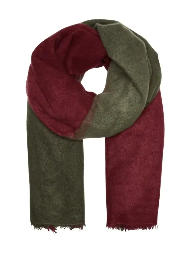 Fuzzy Feture Two-Tone Cashmere Scarf