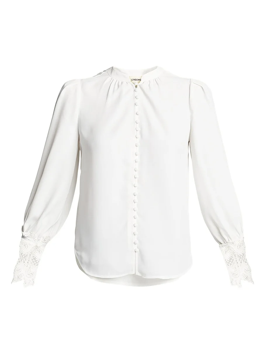 Ava Lace-Cuff Blouse