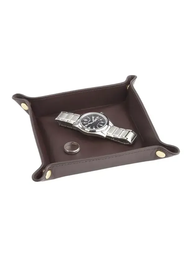 Royce New York Monogrammed Leather Catchall Valet Tray, Personalized