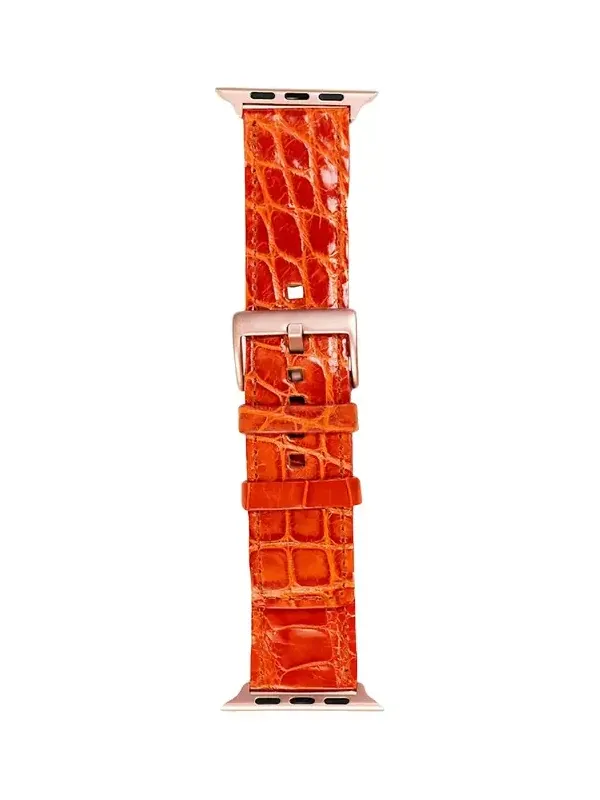 Abas Men's Apple Watch Alligator Watch Strap, Rose Gold Finish