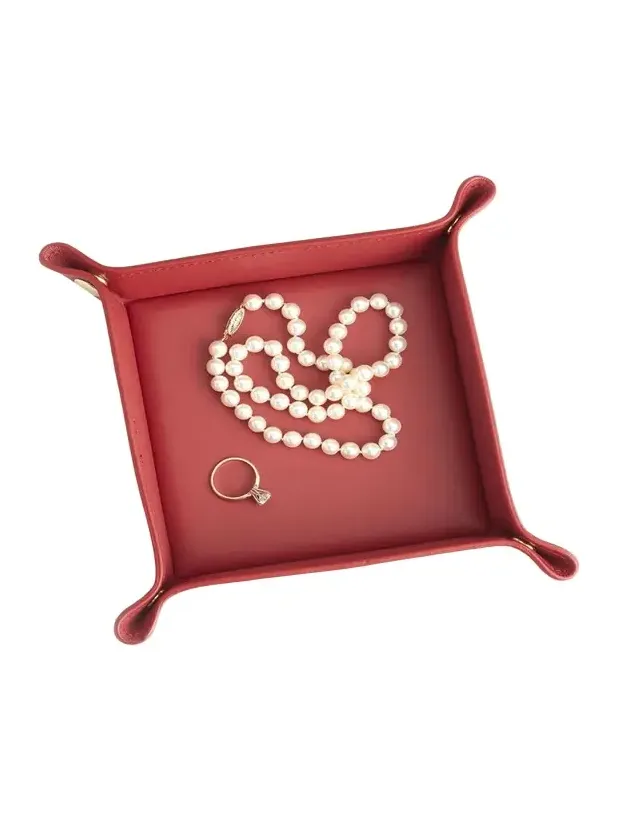 Royce New York Monogrammed Leather Catchall Valet Tray, Personalized