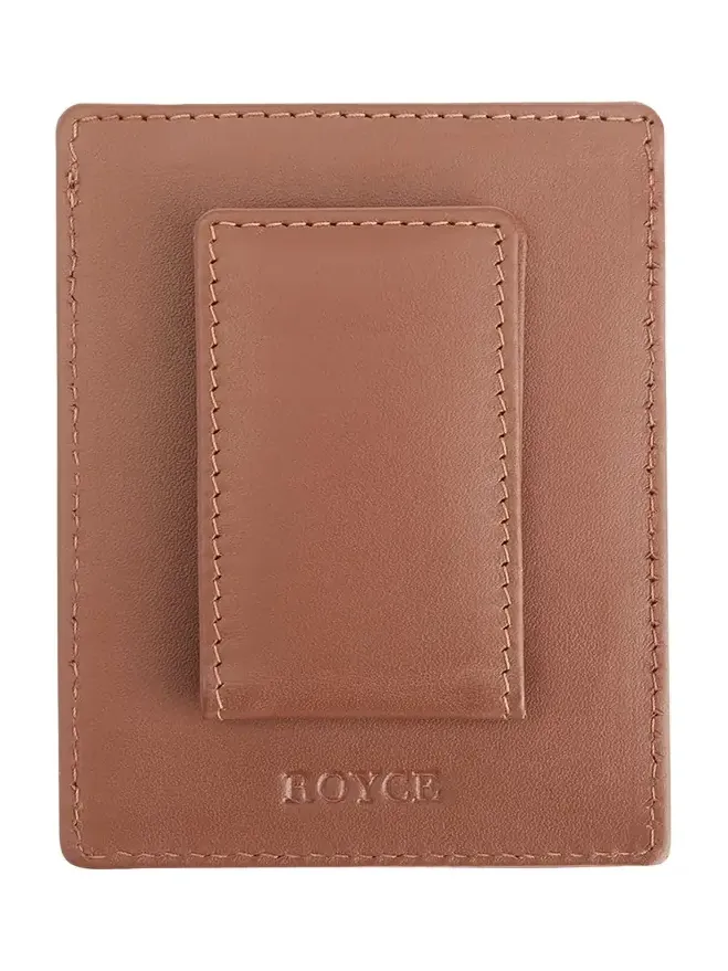 Royce New York Monogrammed Leather Magnetic Money Clip Wallet, Personalized