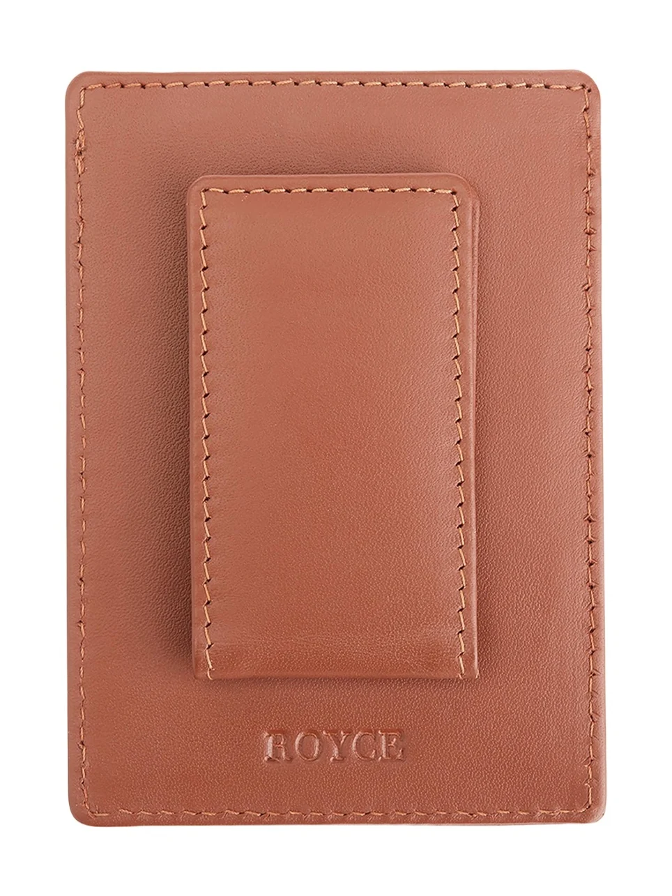 Royce New York Monogrammed Leather Magnetic Money Clip Wallet, Personalized