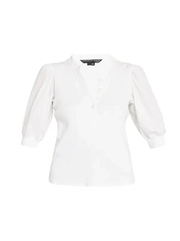 Coralee Puff Sleeve Button-Front Top Coralee Puff Sleeve Button-Front Top