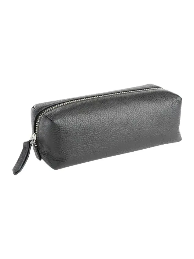 Monogrammed Leather Zippered Utility Bag, Personalized