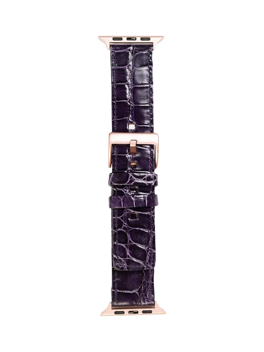 Abas Men's Apple Watch Alligator Watch Strap, Rose Gold Finish