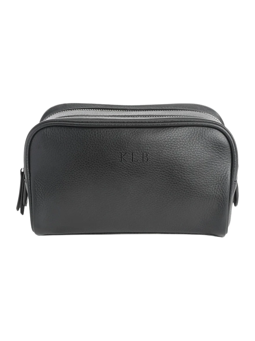 Monogrammed Double Zip Leather Toiletry Bag, Personalized Monogrammed Double Zip Leather Toiletry Bag, Personalized