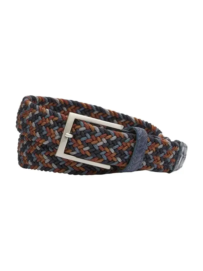 Men's Stretch Woven Belt with Alligator Trim Men's Stretch Woven Belt with Alligator Trim