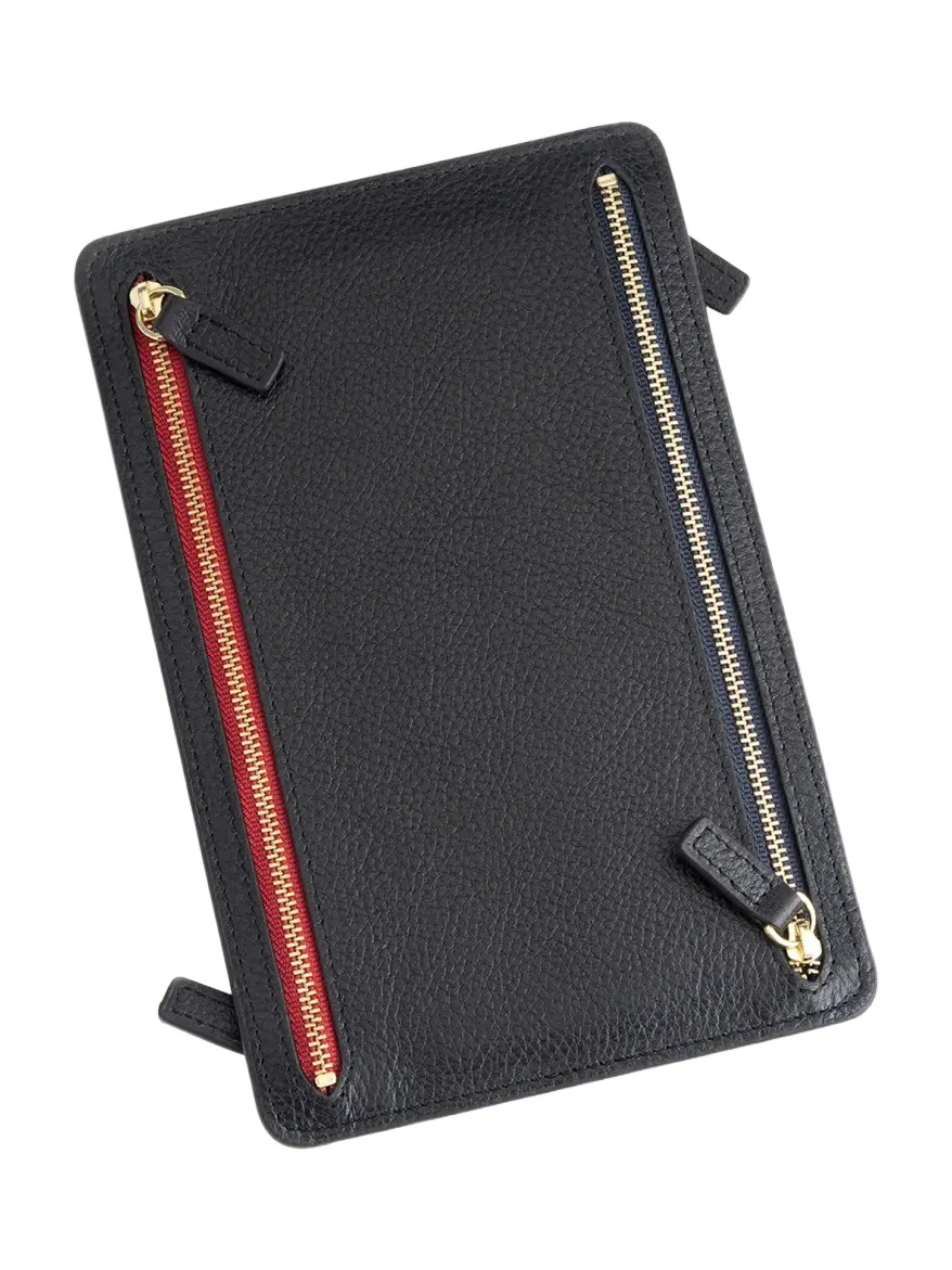 Royce New York Monogrammed Leather RFID Blocking Foup Zip Travel Organizer, Personalized