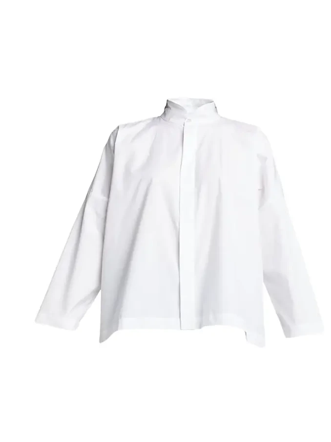 Wide Longer-Back Double Stand Collar Shirt (Mid Plus Length)