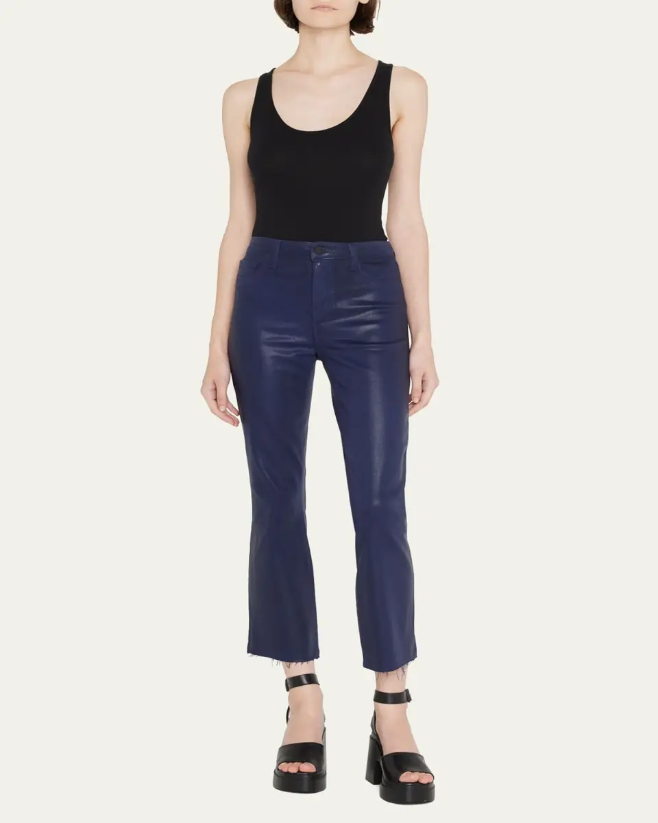 L'Agence Kendra High-Rise Coated Crop Flare Jeans | Thumbnail 2