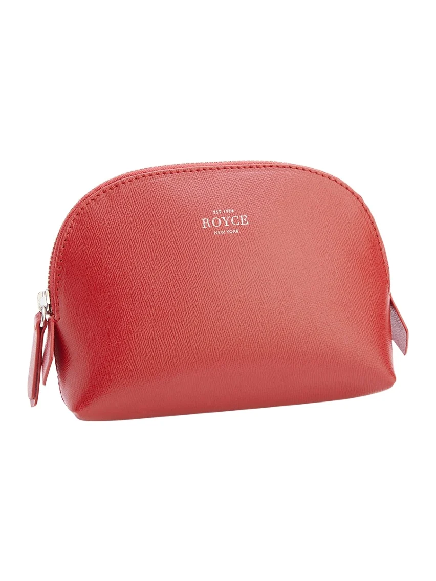 Monogrammed Compact Leather Cosmetic Bag, Personalized Monogrammed Compact Leather Cosmetic Bag, Personalized
