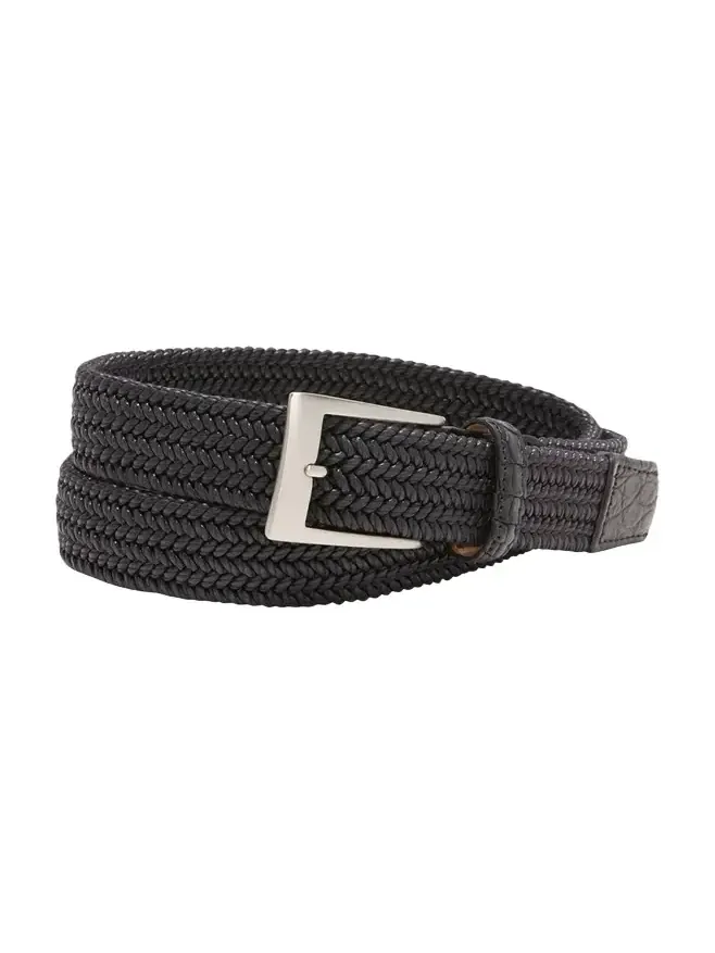 Men's Stretch Woven Belt with Alligator Trim