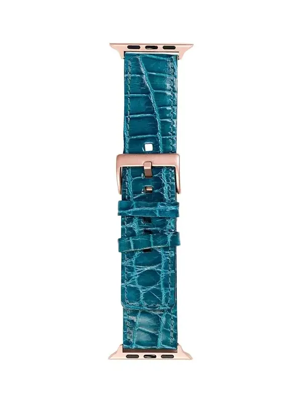 Abas Men's Apple Watch Alligator Watch Strap, Rose Gold Finish
