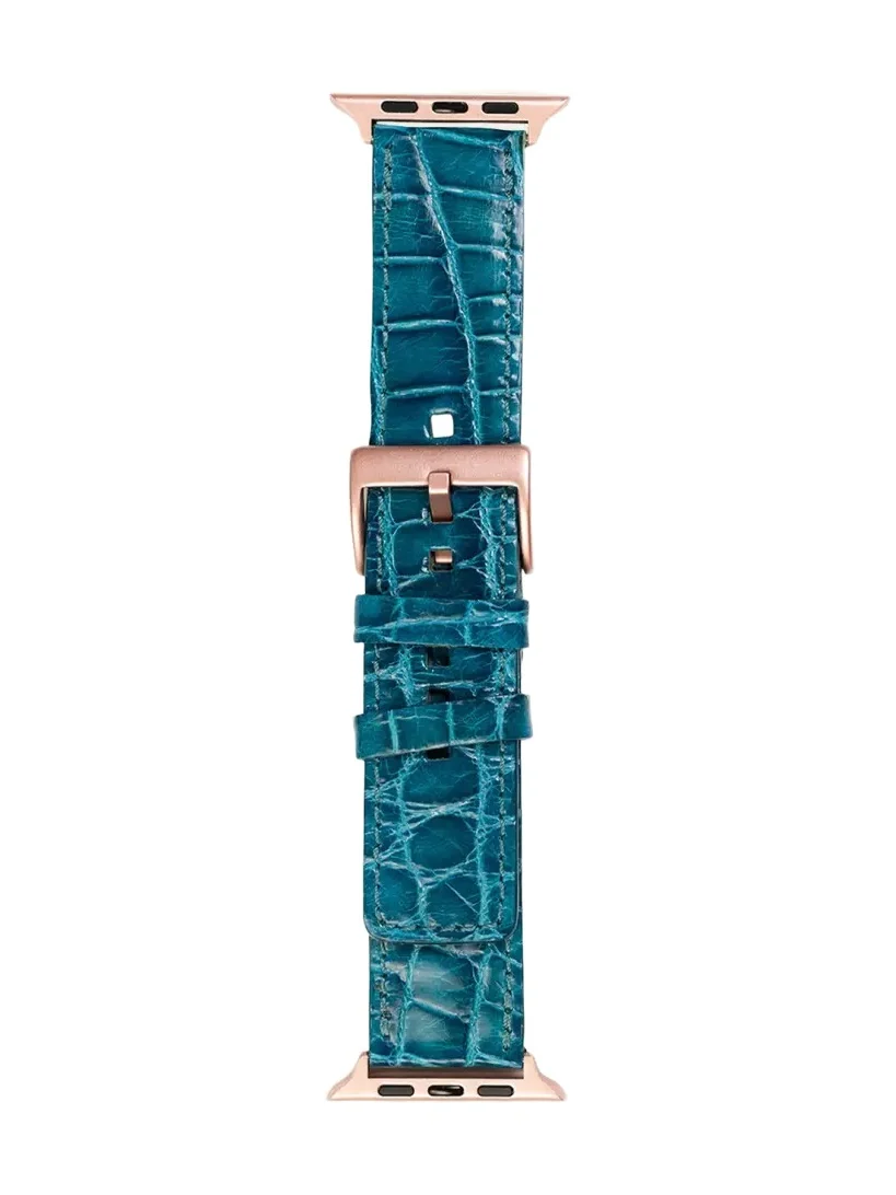 Abas Men's Apple Watch Alligator Watch Strap, Rose Gold Finish