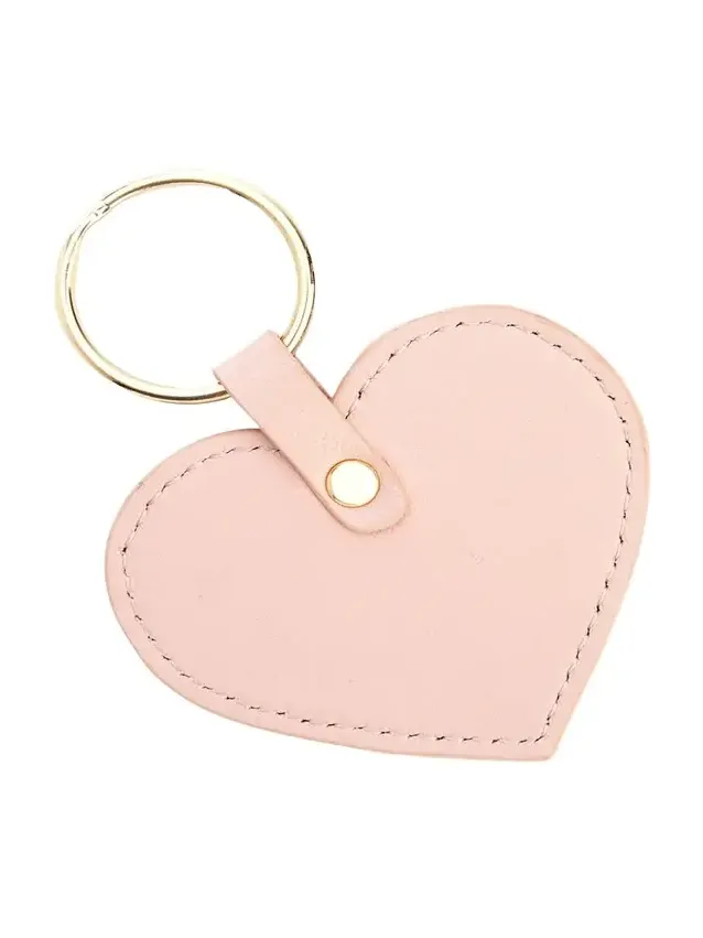 Monogrammed Leather Heart-Shaped Key Chain, Personalized
