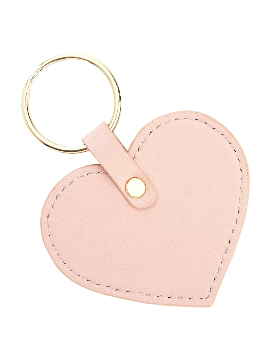 Monogrammed Leather Heart-Shaped Key Chain, Personalized
