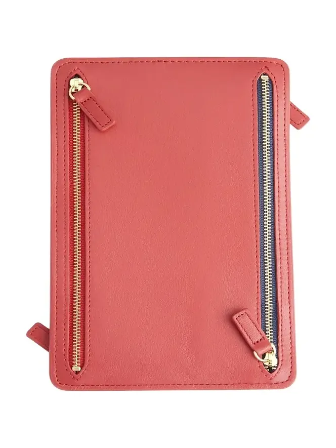 Royce New York Monogrammed Leather RFID Blocking Foup Zip Travel Organizer, Personalized