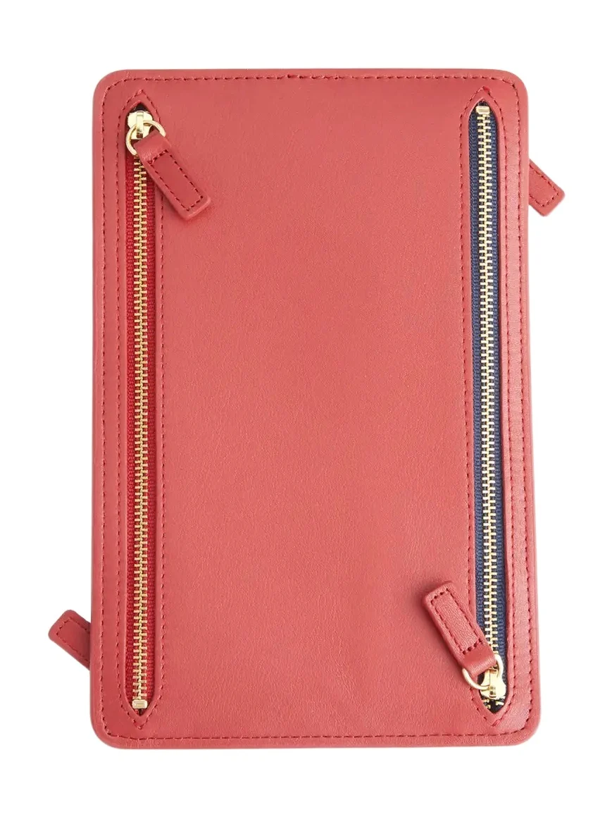 Royce New York Monogrammed Leather RFID Blocking Foup Zip Travel Organizer, Personalized