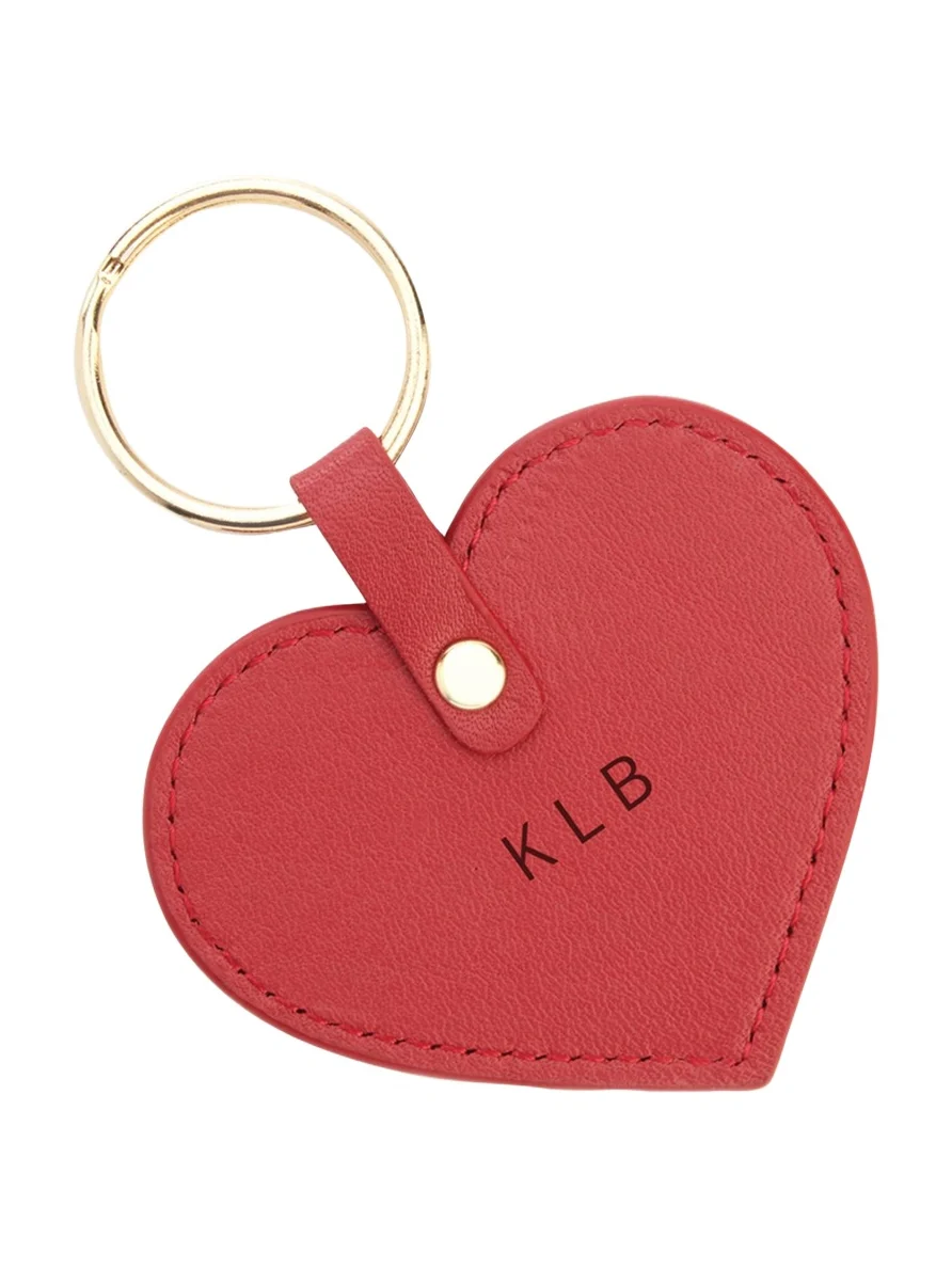 Monogrammed Leather Heart-Shaped Key Chain, Personalized Monogrammed Leather Heart-Shaped Key Chain, Personalized