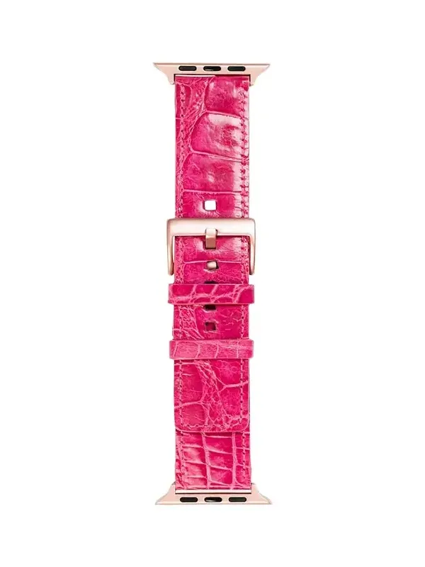 Abas Men's Apple Watch Alligator Watch Strap, Rose Gold Finish