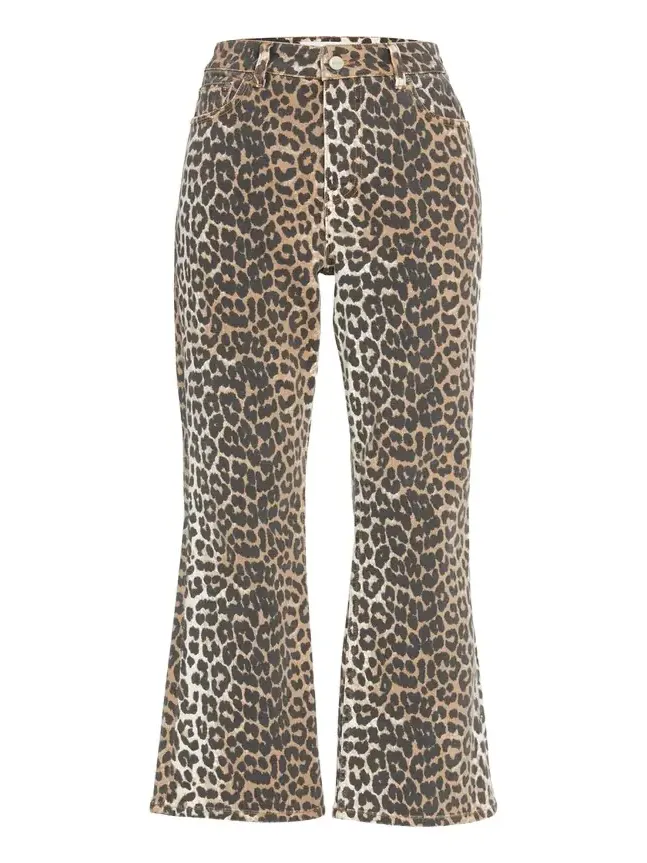 Betzy Leopard Cropped Bootcut Jeans