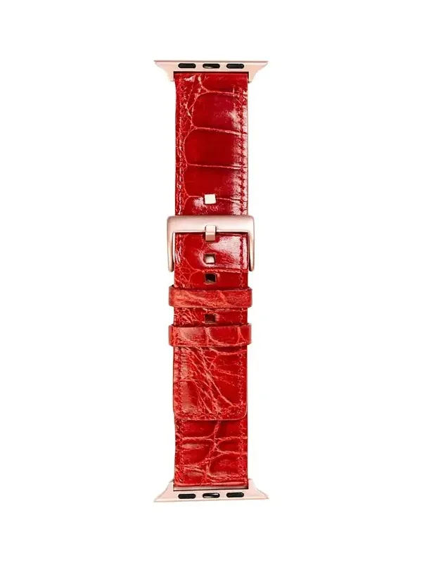 Abas Men's Apple Watch Alligator Watch Strap, Rose Gold Finish