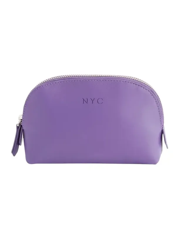 Monogrammed Compact Leather Cosmetic Bag, Personalized Monogrammed Compact Leather Cosmetic Bag, Personalized