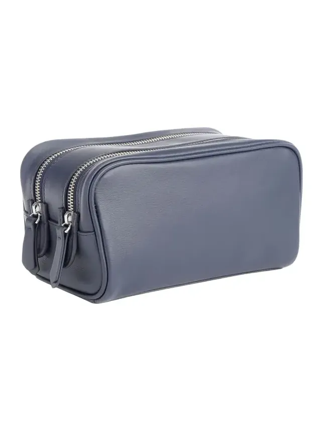 Monogrammed Double Zip Leather Toiletry Bag, Personalized Monogrammed Double Zip Leather Toiletry Bag, Personalized