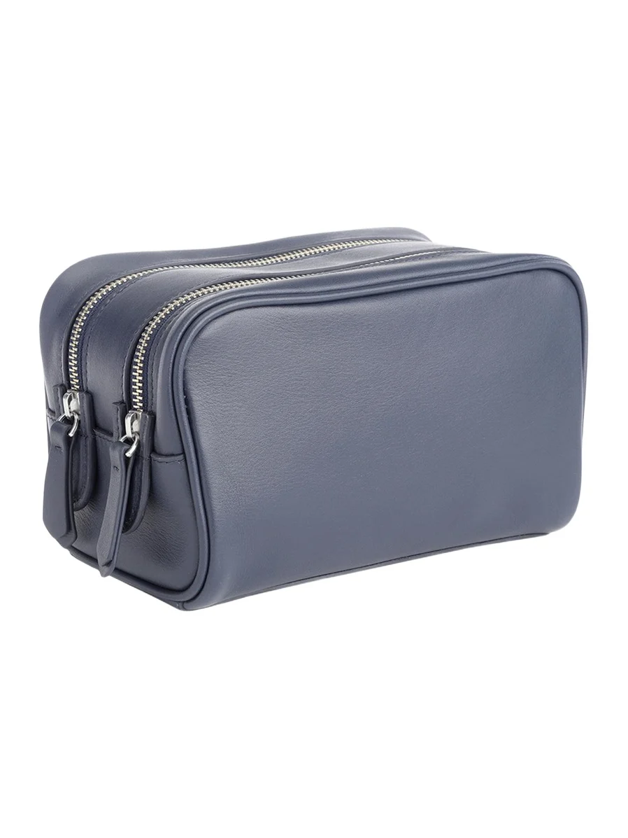 Royce New York Monogrammed Double Zip Leather Toiletry Bag, Personalized