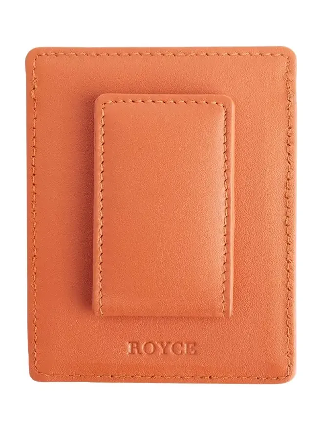 Royce New York Monogrammed Leather Magnetic Money Clip Wallet, Personalized
