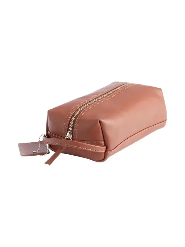 Monogrammed Compact Leather Toiletry Bag, Personalized