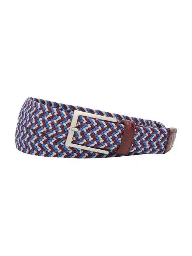 Men's Stretch Woven Belt with Alligator Trim Men's Stretch Woven Belt with Alligator Trim