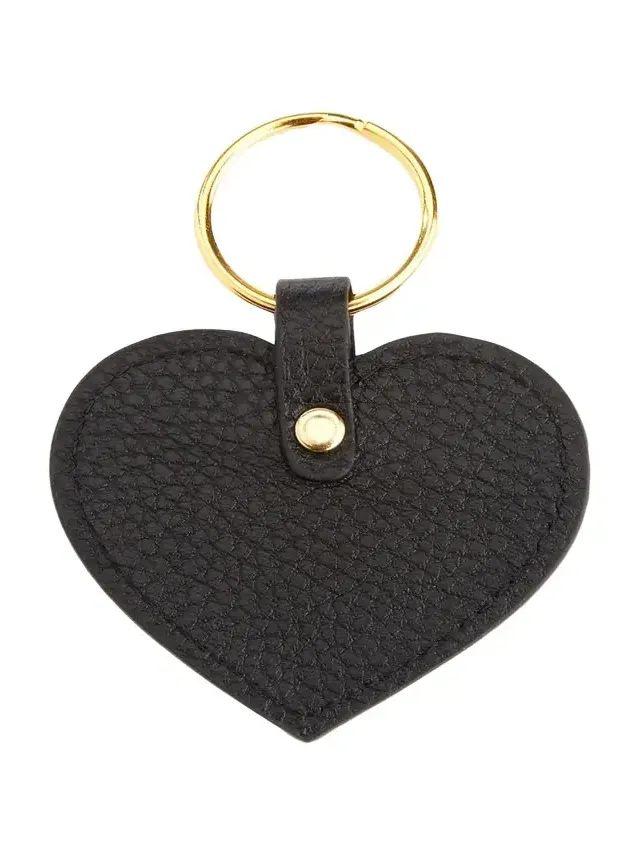 Monogrammed Leather Heart-Shaped Key Chain, Personalized