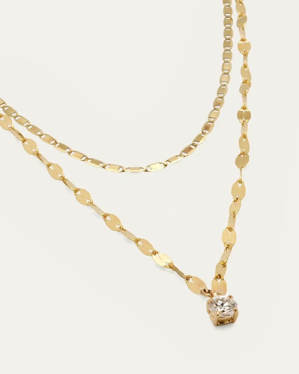 Lana 14K Gold Solo Double-Strand Necklace with Diamond | Thumbnail 3 Lana 14K Gold Solo Double-Strand Necklace with Diamond | Thumbnail 3