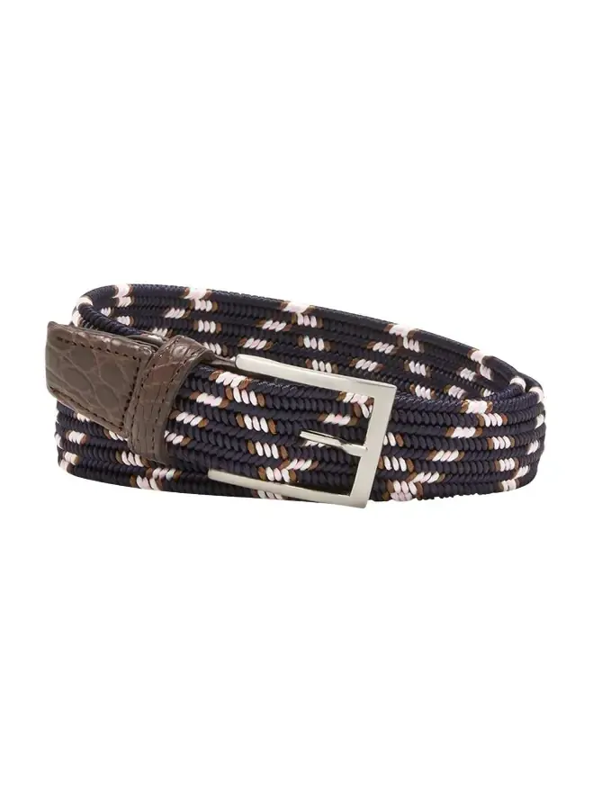 Men's Stretch Woven Belt with Alligator Trim Men's Stretch Woven Belt with Alligator Trim