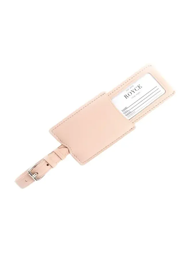Monogrammed Leather Retractable Luggage Tag, Personalized