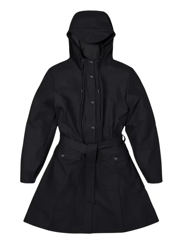 Curve Belted Trench Coat with Drawstring Hood Curve Belted Trench Coat with Drawstring Hood