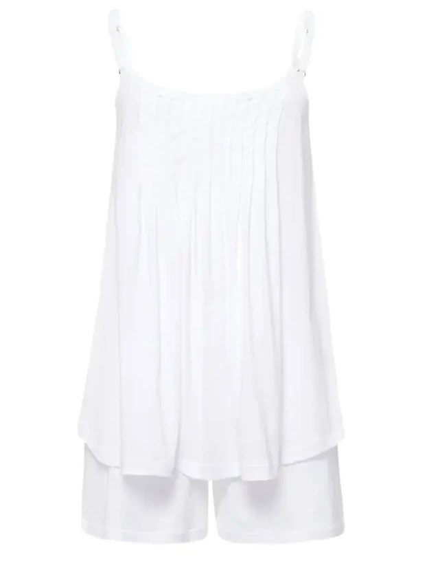 Julia Short Scoop-Neck Pintuck Pajama Set Julia Short Scoop-Neck Pintuck Pajama Set