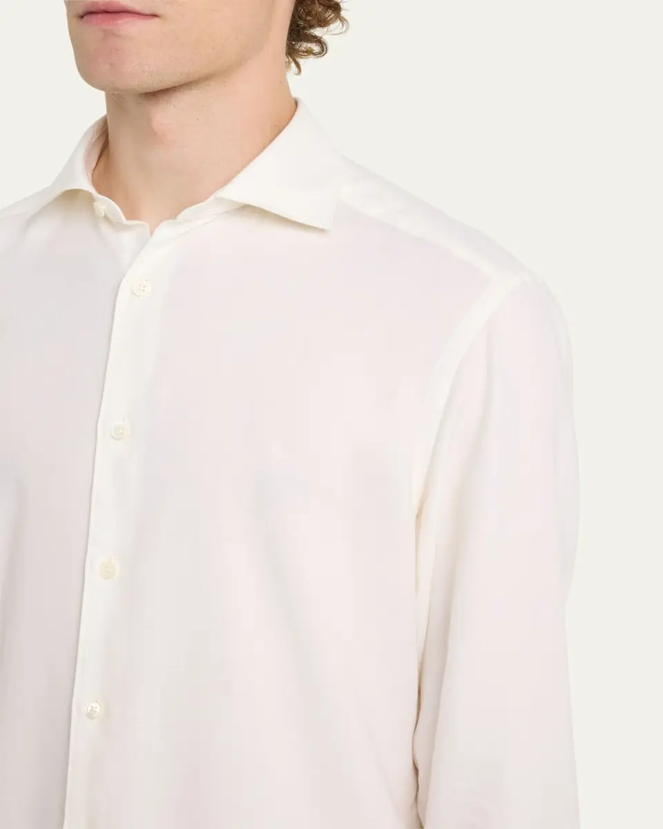 Zegna Men's Cotton-Cashmere Cashco Sport Shirt | Thumbnail 5 Zegna Men's Cotton-Cashmere Cashco Sport Shirt | Thumbnail 5