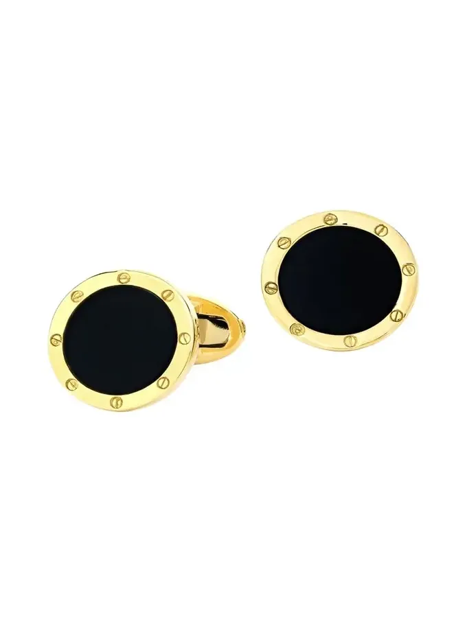 Jan Leslie Men's 18K Yellow Gold Round Gemstone Cufflinks