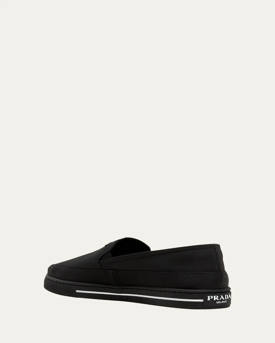 Prada Men's Triangle Logo Nylon Slip-On Loafers | Thumbnail 2