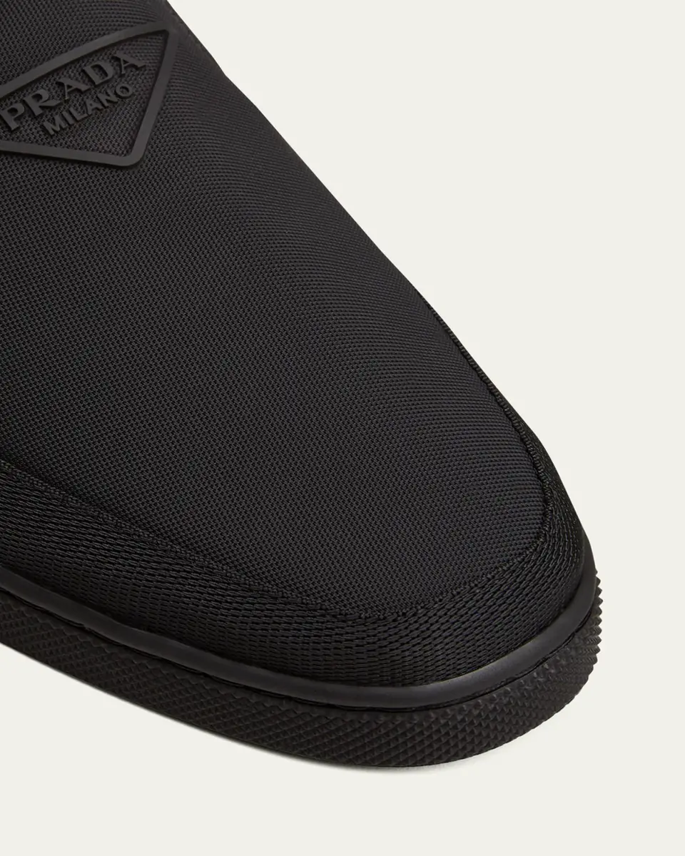 Prada Men's Triangle Logo Nylon Slip-On Loafers | Thumbnail 3