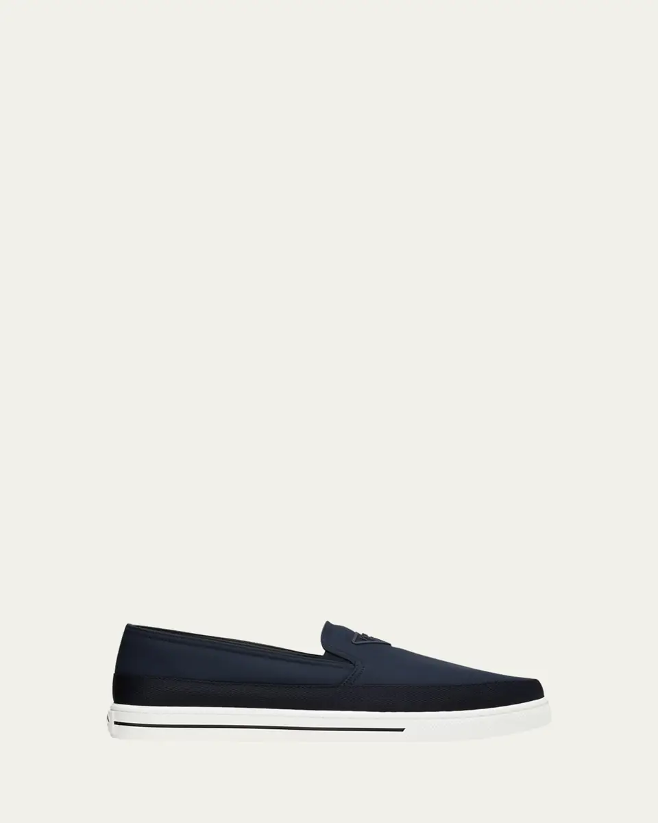 Prada Men's Triangle Logo Nylon Slip-On Loafers | Thumbnail 4