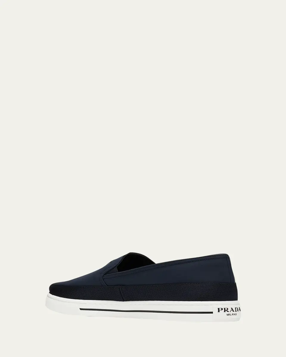 Prada Men's Triangle Logo Nylon Slip-On Loafers | Thumbnail 5